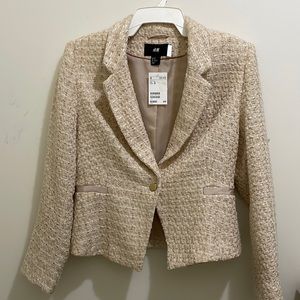 H&M Cream Gold woven blend blazer (sz 10)